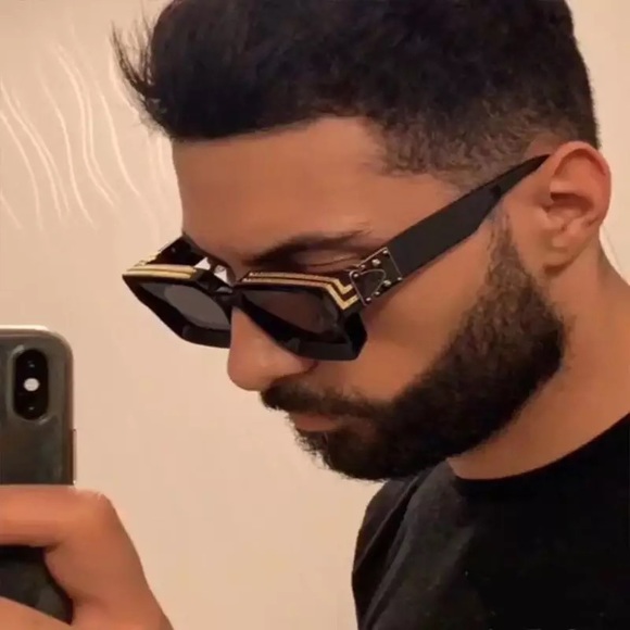 Luxury Brand Men Designer Square Frame Clear Lenses Glasses Gold Black - Picture 2 of 11